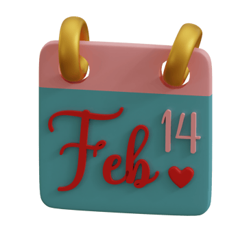3d rendered calendar date 14 february perfect for valentine's design project png