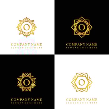 Collection of logo initial O with luxury mandala ornament for wedding, spa, hotel, beauty care logo vector