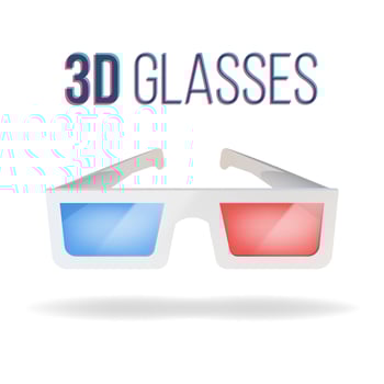 Realistic 3d Glasses Vector. Red, Blue. Paper Cinema 3d Glasses. Isolated On White Background Illustration vector
