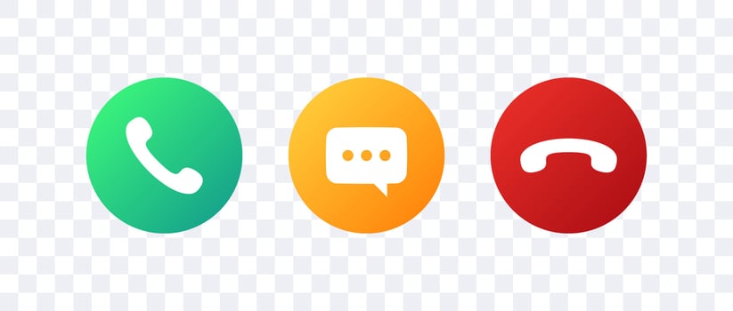 Phone call icons accept and decline. Incoming call icons. Vector icons