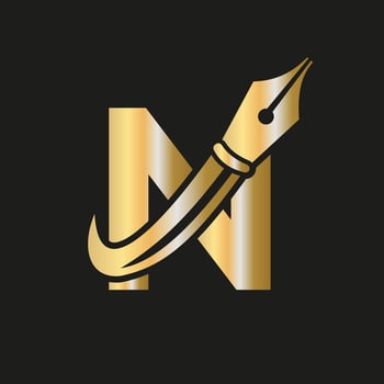 Education Logo on Letter N Concept with Pen Nib Vector Template
