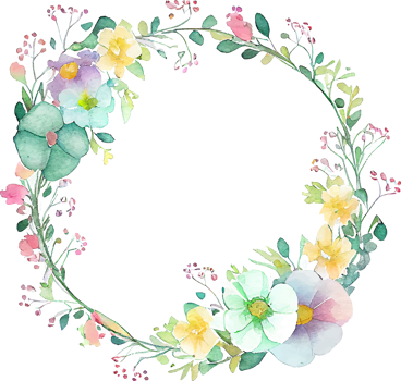 Cute watercolor frame with spring flowers png