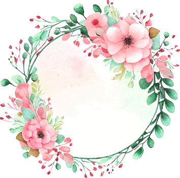 Cute watercolor frame with spring flowers png