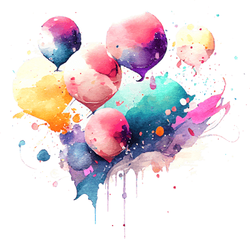 Cute Watercolor Birthday Balloons Card png