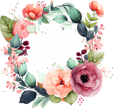 Cute watercolor frame with spring flowers png