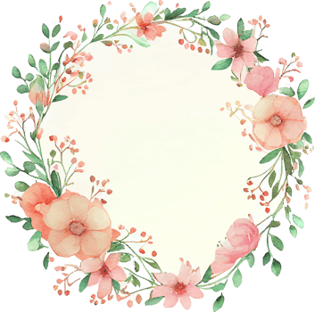 Cute watercolor frame with spring flowers png