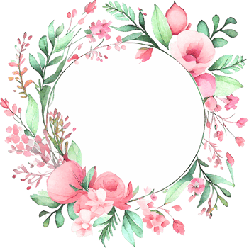 Cute watercolor frame with spring flowers png