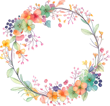 Cute watercolor frame with spring flowers png