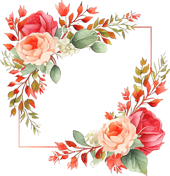 Cute watercolor frame with spring flowers png