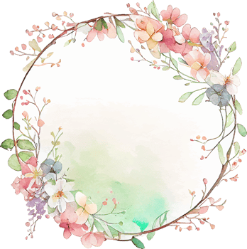 Cute watercolor frame with spring flowers png