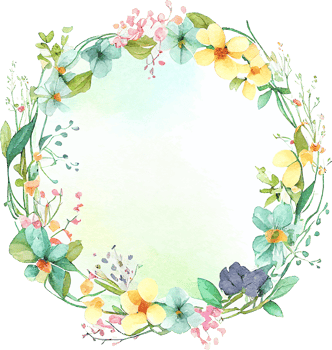 Cute watercolor frame with spring flowers png