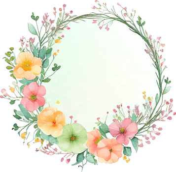 Cute watercolor frame with spring flowers png