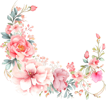 Cute watercolor frame with spring flowers png