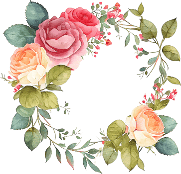 Cute watercolor frame with spring flowers png