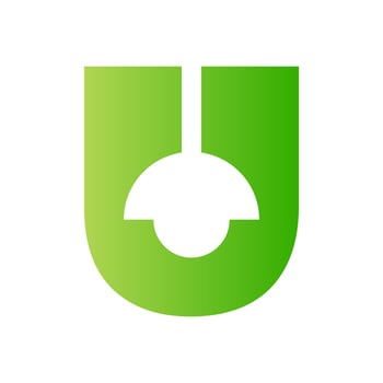 Letter U Lamp Logo Combined With Hanging Lamp Vector Template