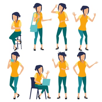 Woman Set Vector. Modern Gradient Colors. People In Action. Business Character. Creative Human. Isolated Flat Illustration vector