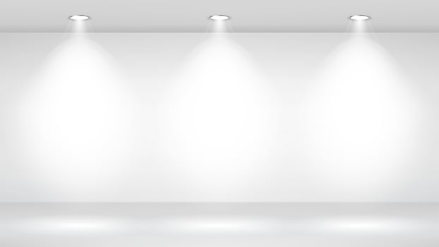 Photo Studio Room. Empty White Interior. Gallery, Architectural Design. Vector Illustration.