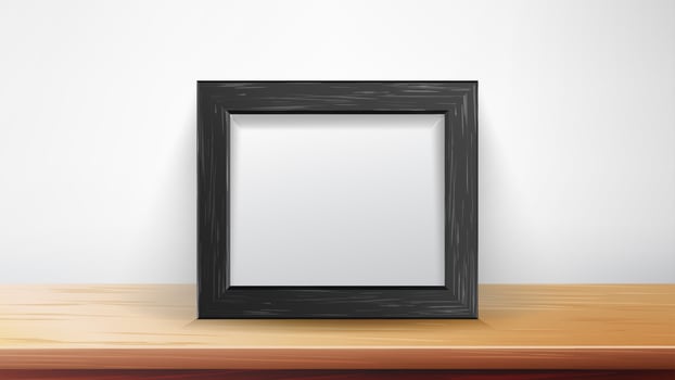Realistic Rectangular Black Frame Vector. Good For Your Presentations, Exhibition. Interior Background Illustration. vector