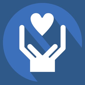 Icon Kind. related to Volunteering symbol. long shadow style. Help and support. friendship vector