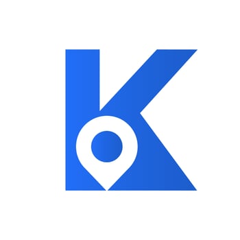 Letter K Location Logo Design Sign. Location Icon Concept With Alphabet For Road Direction Symbol Vector Template
