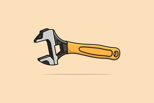 Adjustable Wrench Tool vector illustration. Mechanic and Plumber working tool equipment icon concept. Automobile, car repairing service, home repairing tool logo design.