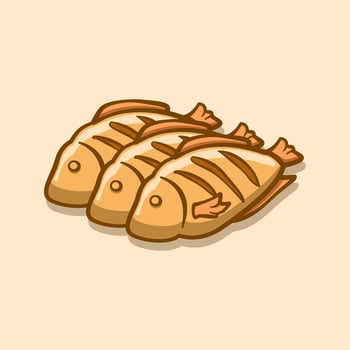 fried fish illustration concept in cartoon style vector