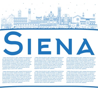 Outline Siena Tuscany Italy City Skyline with Blue Buildings and Copy Space. vector