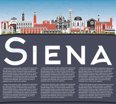 Siena Tuscany Italy City Skyline with Color Buildings, Blue Sky and Copy Space. vector