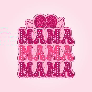 Valentine's Day, Mama Design, For Print Template Valentines Day T-Shirt Design, Illustration Heart, Love, Mama Shirt Design, Stickers, Background. vector