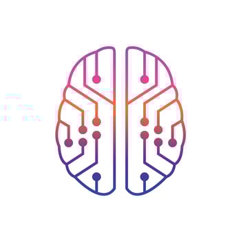 brain connect dot technology colorful gradient logo vector