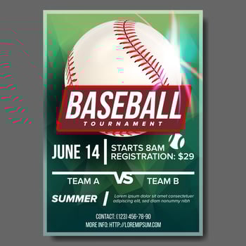 Baseball Poster Vector. Banner Advertising. Base, Ball. Sport Event Tournament Announcement. Announcement, Game, League Design. Championship Blank Layout Illustration vector