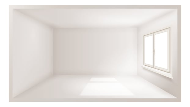 Empty Room Vector. White Wall. Plastic Window. Three Dimensional Interior. Indoor Design. 3d Realistic Apartment. Illustration vector