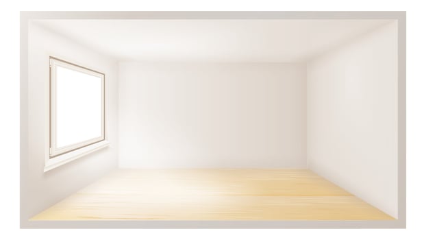 Empty Room Vector. White Wall. Plastic Window. Architecture Apartment. 3d Realistic Illustration vector