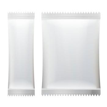 Sachet Vector. White Empty Clean Blank Of Stick Sachet Packaging. Realistic Isolated Illustration vector