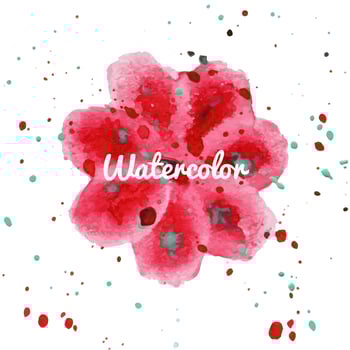 Pink flower splash watercolor hand drawn background vector
