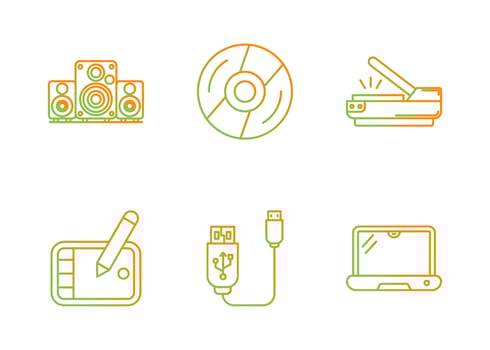 Unique Line Gradient Icon Set vector