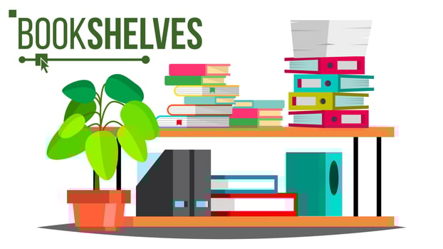 Storage Shelves Vector. Document, Book. Colored Office Folders. Information Organization. Flat Isolated Illustration vector