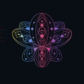 Lotus flower with geometric pattern vector linear illustration