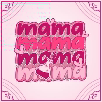 Valentine's Day, Mama Design, Mama design For Print Template Valentines Day T-Shirt Design, Illustration Heart, Love, Mama Shirt Design, Stickers, Background. vector