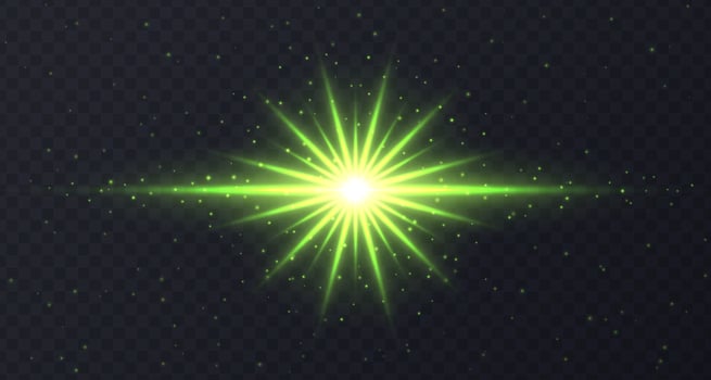 Shining flare with stars and sparkles isolated on dark transparent background. vector
