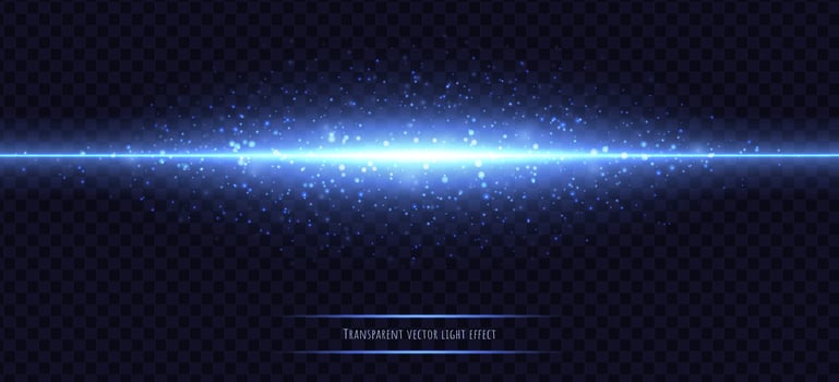 Glowing blue line with light effect isolated on dark transparent background. vector