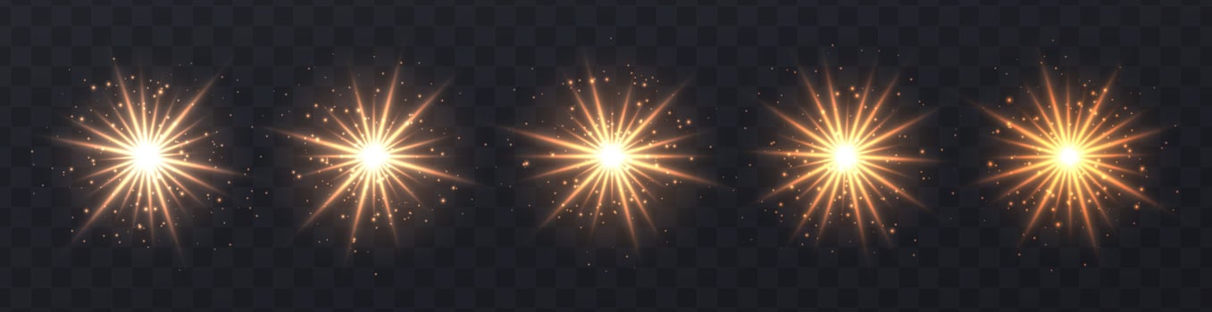 Light flares set isolated on transparent background. Orange lens flares, bokeh, sparkles, shining stars collection. vector