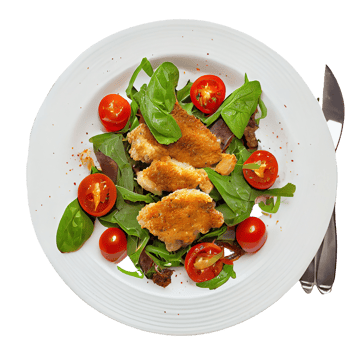 Salad of Arugula Fried Chicken Meat. Generative AI png