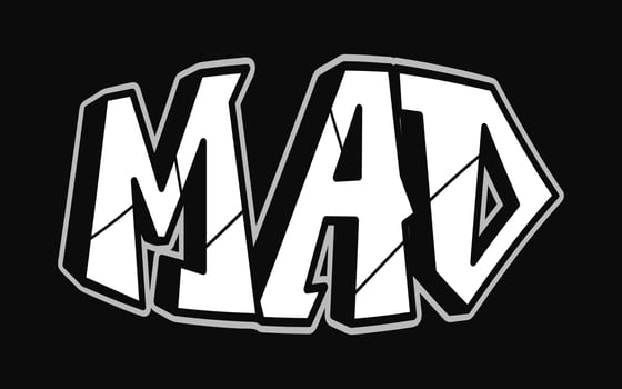 Mad word trippy psychedelic graffiti style letters.Vector hand drawn doodle cartoon logo Mad illustration. Funny cool trippy letters, fashion, graffiti style print for t-shirt, poster concept vector