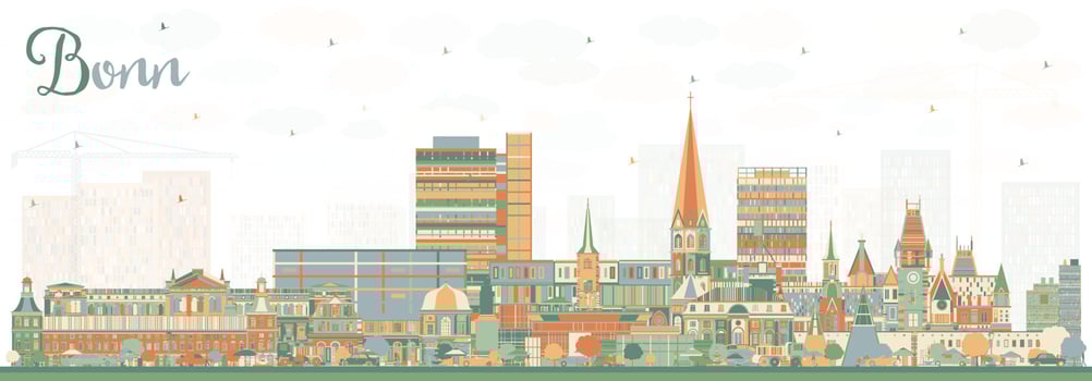 Bonn Germany City Skyline with Color Buildings. vector
