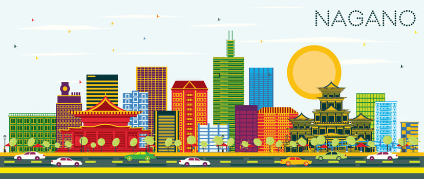 Nagano city skyline. vector
