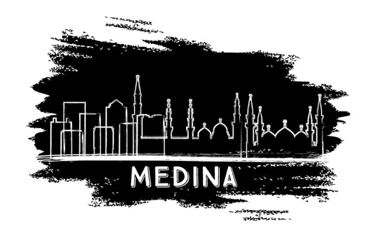 Medina Saudi Arabia City Skyline Silhouette. Hand Drawn Sketch. vector