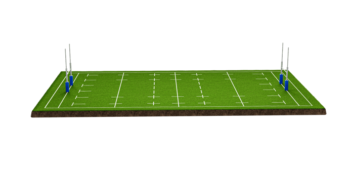 Rugby stadium front view or American football field Ground cross section with green grass field 3d illustration png
