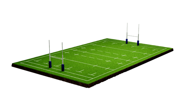 American football field Ground cross section with green Rugby stadium grass field 3d illustration png