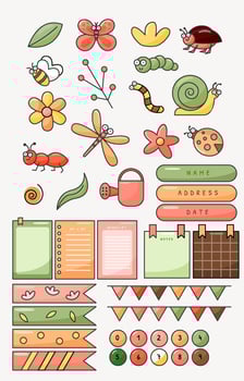 Doodle Spring Journal Templates vector